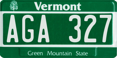 VT license plate AGA327
