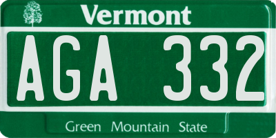 VT license plate AGA332