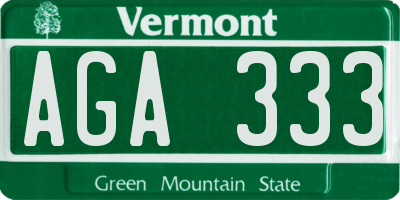 VT license plate AGA333