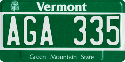VT license plate AGA335