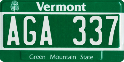 VT license plate AGA337