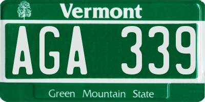 VT license plate AGA339
