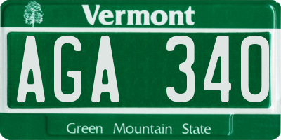 VT license plate AGA340