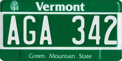 VT license plate AGA342