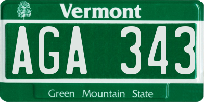 VT license plate AGA343