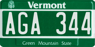 VT license plate AGA344