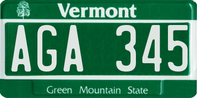 VT license plate AGA345