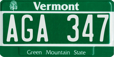 VT license plate AGA347