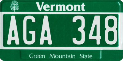 VT license plate AGA348