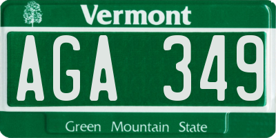 VT license plate AGA349