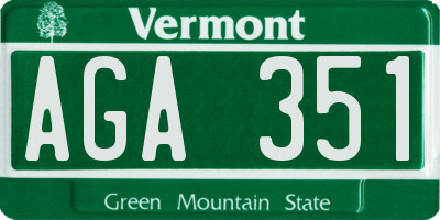 VT license plate AGA351
