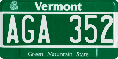 VT license plate AGA352
