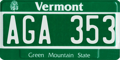 VT license plate AGA353