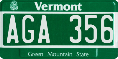 VT license plate AGA356