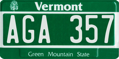 VT license plate AGA357
