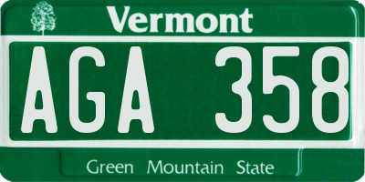 VT license plate AGA358
