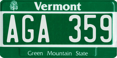 VT license plate AGA359