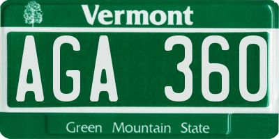 VT license plate AGA360