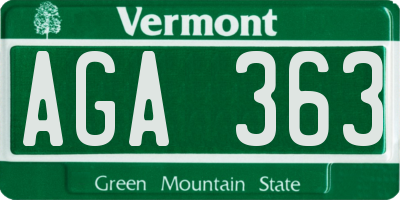 VT license plate AGA363