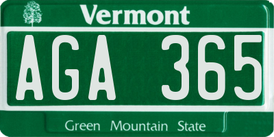 VT license plate AGA365