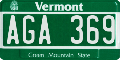 VT license plate AGA369
