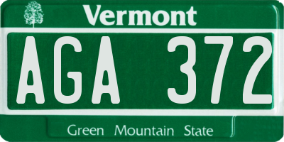 VT license plate AGA372