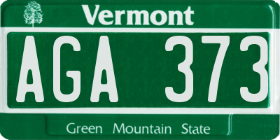 VT license plate AGA373