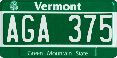 VT license plate AGA375