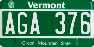 VT license plate AGA376