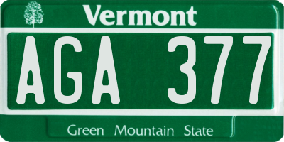 VT license plate AGA377