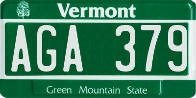 VT license plate AGA379