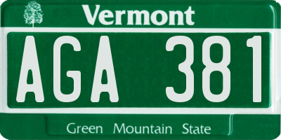 VT license plate AGA381