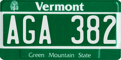 VT license plate AGA382