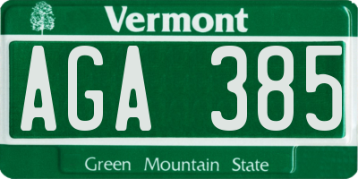 VT license plate AGA385