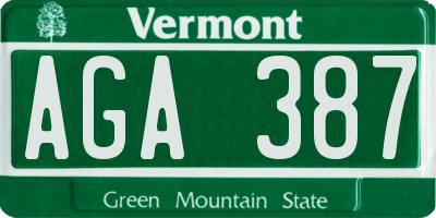 VT license plate AGA387