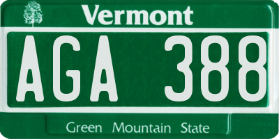 VT license plate AGA388