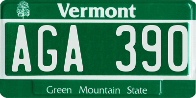VT license plate AGA390