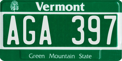 VT license plate AGA397