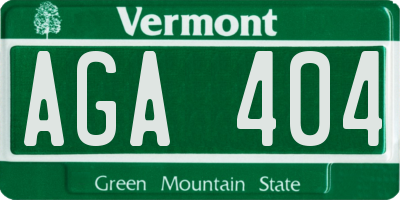 VT license plate AGA404