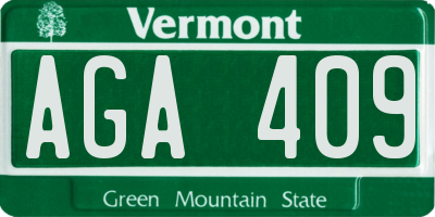 VT license plate AGA409