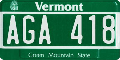 VT license plate AGA418