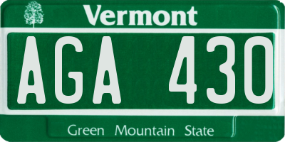 VT license plate AGA430