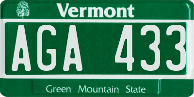 VT license plate AGA433