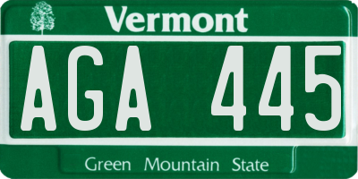 VT license plate AGA445