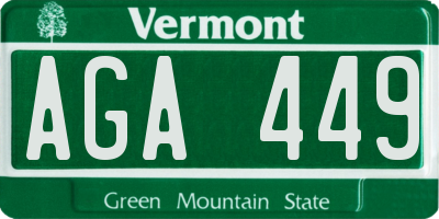 VT license plate AGA449
