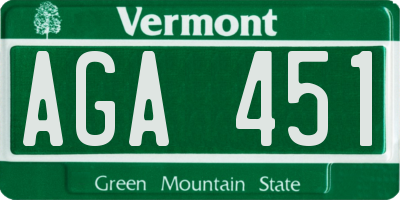 VT license plate AGA451