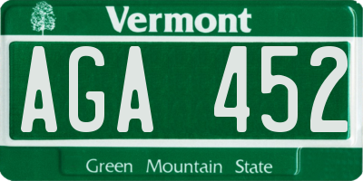 VT license plate AGA452