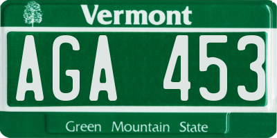 VT license plate AGA453