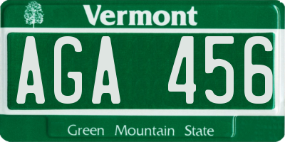 VT license plate AGA456