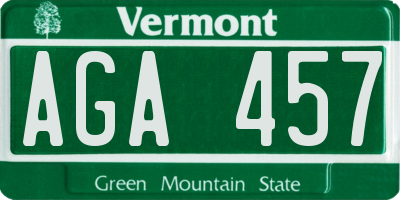 VT license plate AGA457